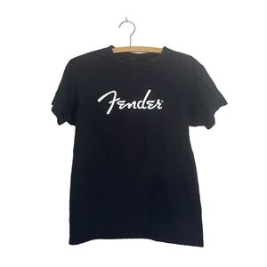 3/$30 Fender T Shirt 100% Cotton Spaghetti Logo Black Sz. S